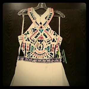 White multi colored Cassandra Stone 40627A dress